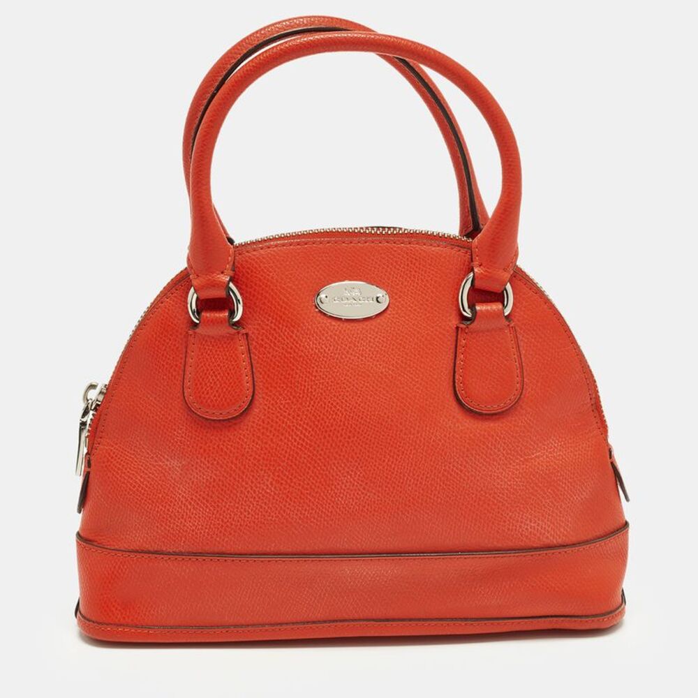 Coach Cora Dome Orange Leather Satchel - Picture 1 of 7